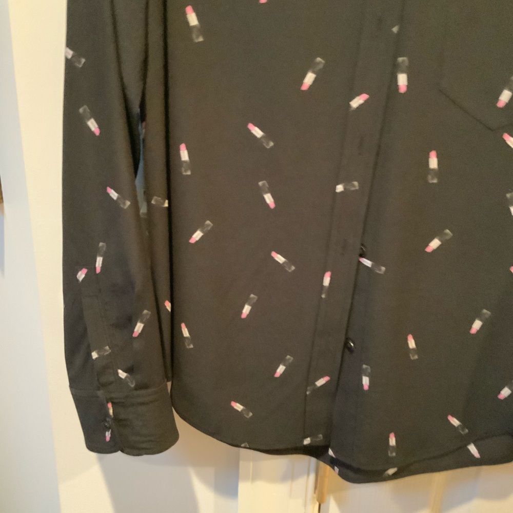 Rails Brand Black Silk Lipstick Button Up Blouse - image 5